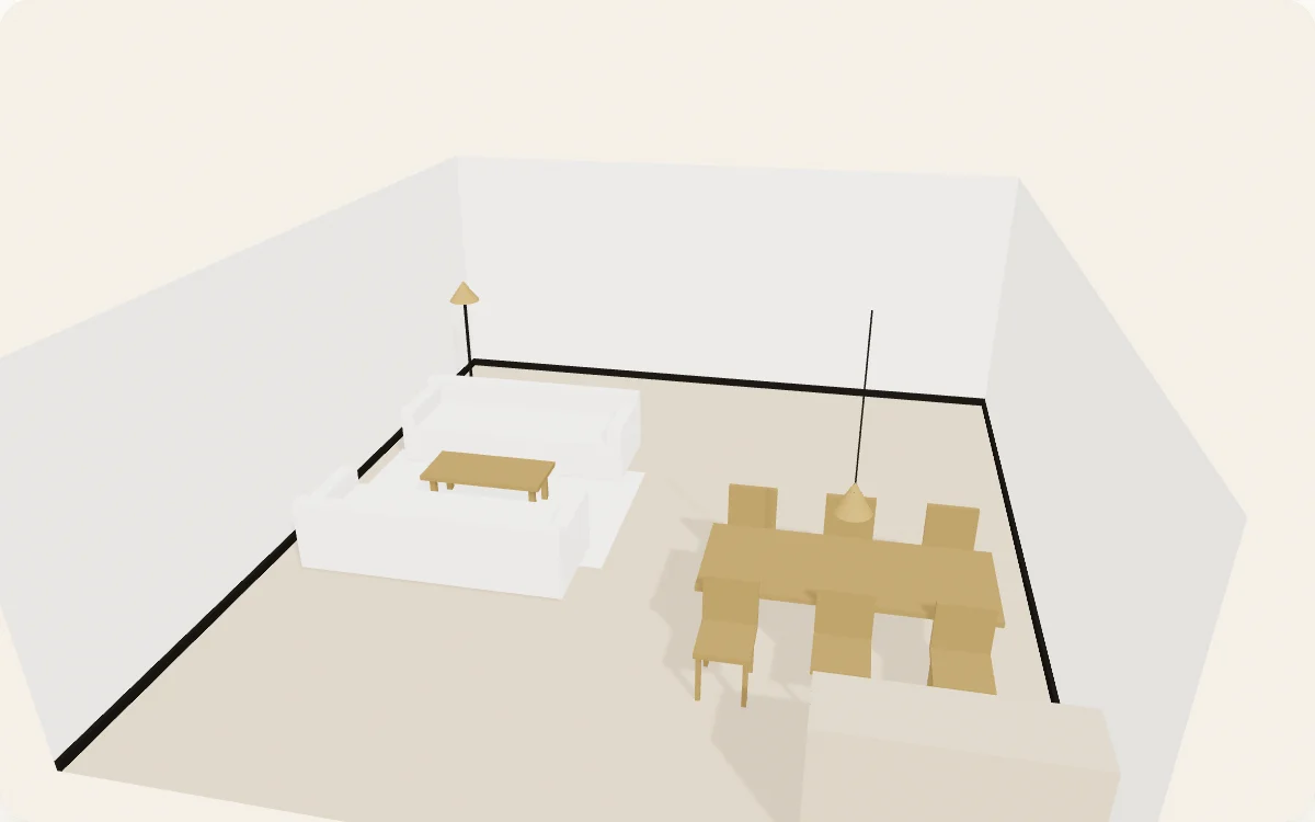 Daklaag in 3D: 7,2 bij 8,1 meter, ingericht volgens het plan